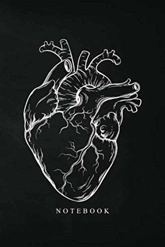 Notebook: Black Anatomical Heart Pocket Notebook - Lined