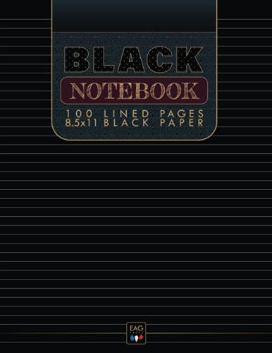 Black Notebook | 100 Lined Pages | 8x11.5 Black Paper