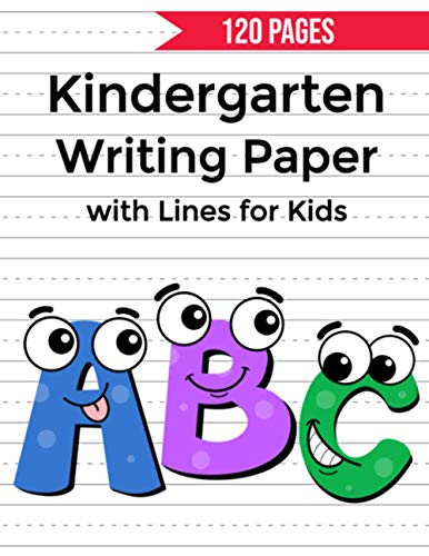 Kindergarten writing paper with lines for kids