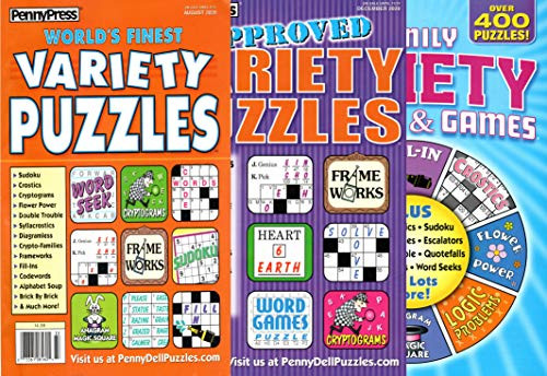 Penny Press Variety Puzzles 3-Pack - Family Approved and World's