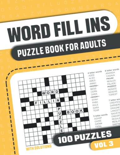 Word Fill Ins Puzzle Book for Adults Volume 3