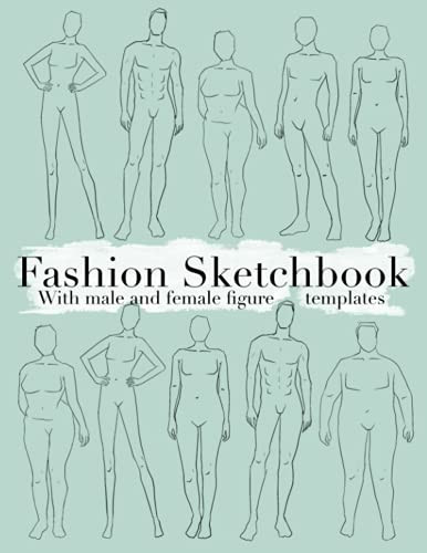 Fashion sketchbook with male and female figure templates