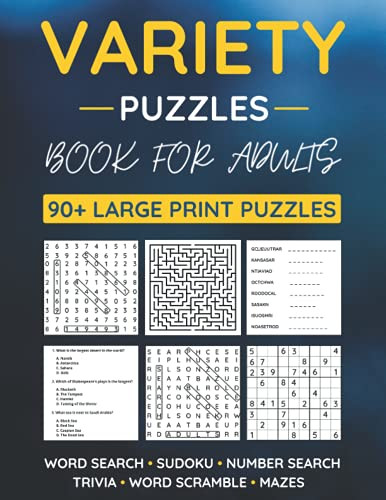 Variety Puzzle Book For Adults