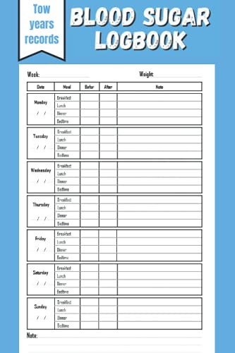 Blood Sugar Log Book: Simple And Useful Glucose Log Book 2-Year Blood
