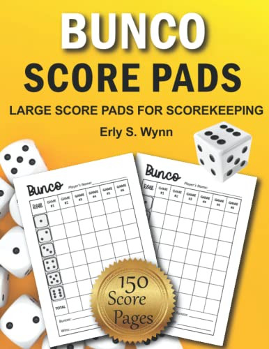 Bunco Score Pads: 150 Score Sheets for Scorekeeping Large Print 8.5 x