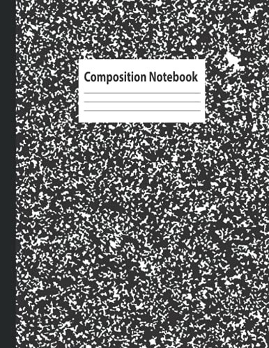 Black Composition Notebook with 150 pages college ruled paper. 8.5 x