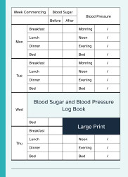 Blood Sugar and Blood Pressure Log Book Large Print