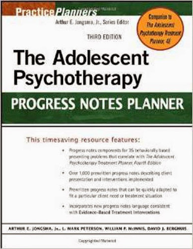 Adolescent Psychotherapy Progress Notes Planner