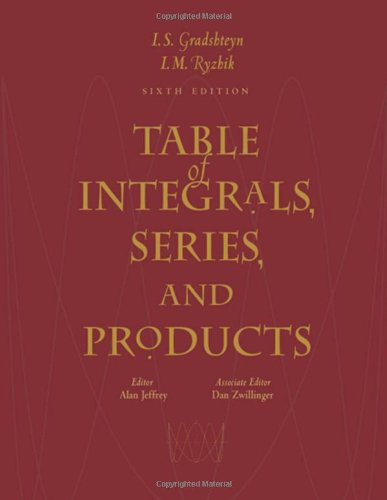 Table of Integrals Series and Products