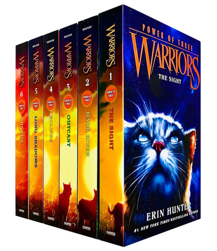 Warriors Cat Power of Three Book 1-6 Series 3 Books Collection Set By