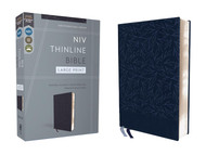 NIV Thinline Bible Large Print Leathersoft Navy Red Letter Comfort