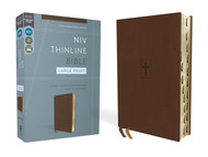 NIV Thinline Bible Large Print Leathersoft Brown Red Letter Thumb