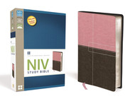 NIV Study Bible Leathersoft Pink/Brown Red Letter Edition