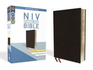 NIV Thinline Bible Giant Print Bonded Leather Black Red Letter