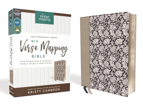 NIV Verse Mapping Bible Leathersoft Navy Floral Comfort Print