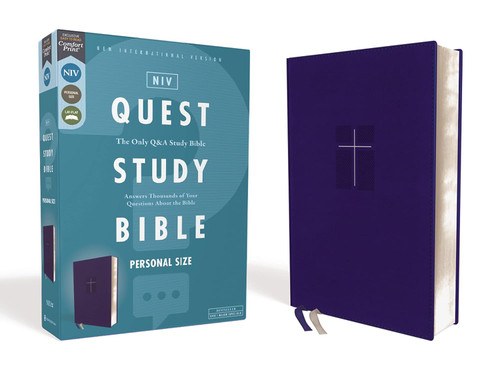 NIV Quest Study Bible Personal Size Leathersoft Blue Comfort Print: