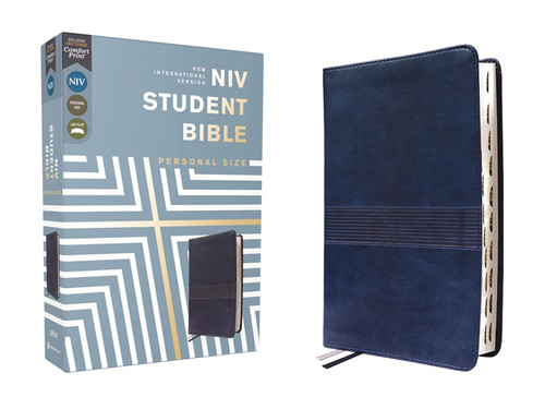 NIV Student Bible Personal Size Leathersoft Navy Thumb Indexed