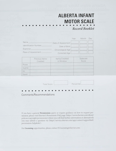 Alberta Infant Motor Scale Score Sheets