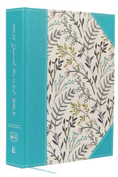 NKJV Journal the Word Bible Large Print Cloth over Board Blue Floral