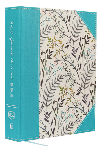 NKJV Journal the Word Bible Large Print Cloth over Board Blue Floral
