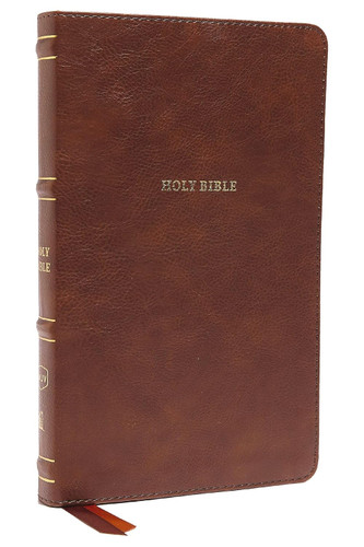 NKJV Thinline Bible Leathersoft Brown Red Letter Comfort Print: Holy