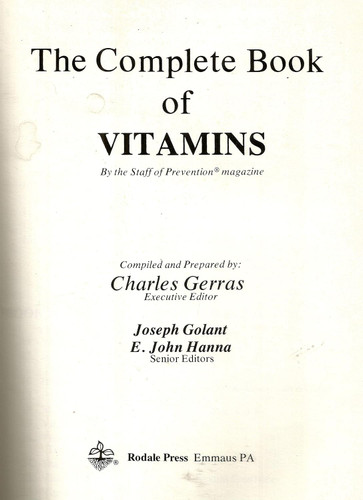 The Complete book of vitamins