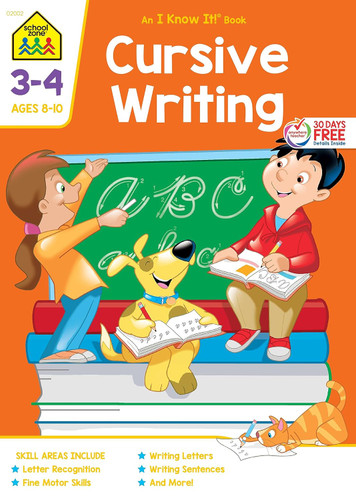 School Zone - Cursive Writing Workbook - 32 Pages Ages 8 to 10 3rd
