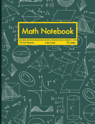 Math Notebook: 1/2 Inch Squares Lined Graph Paper Composition