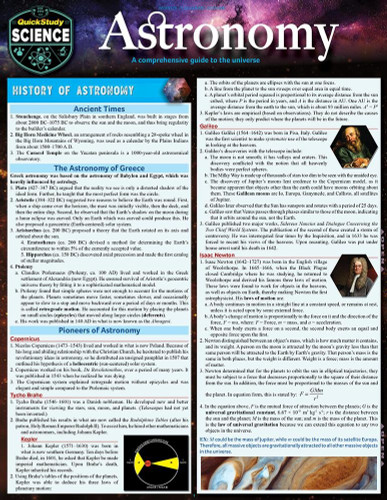 Astronomy: Quickstudy Laminated Reference Guide to Space Our Solar
