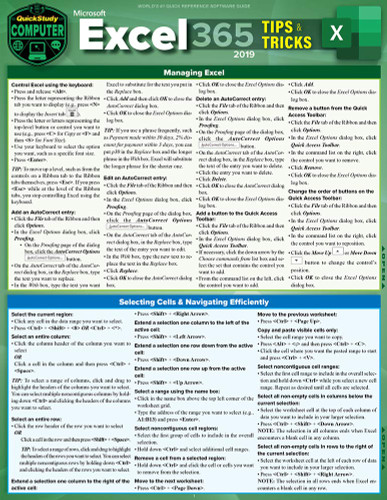 Microsoft Excel 365 Tips & Tricks - 2019: A Quickstudy Laminated