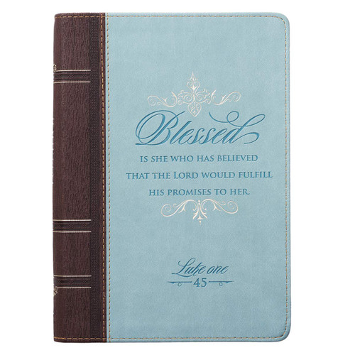 Classic Faux Leather Journal Blessed Is She Luke 1