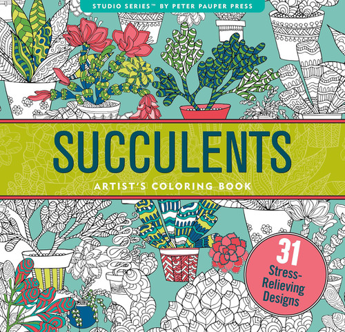 Succulents Adult Coloring Book (31 stress-relieving designs)