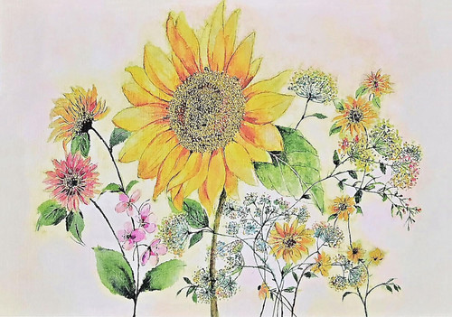 Watercolor Sunflower Note Cards