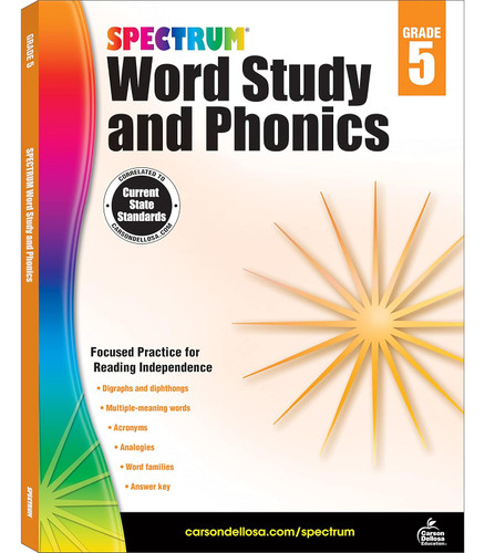 Spectrum Grade 5 Word Study and Phonics Workbooks Ages 10 to 11 5th