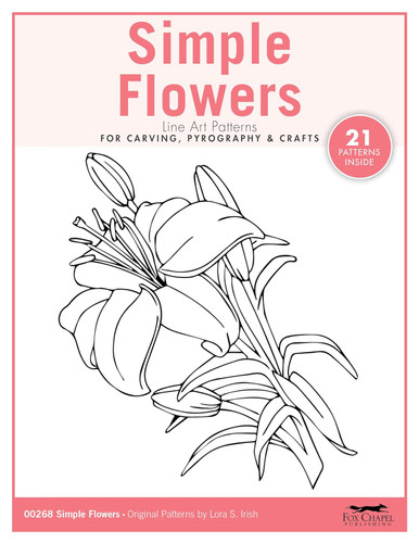 Simple Flowers Line Art Patterns for Carving Pyrography & Crafts