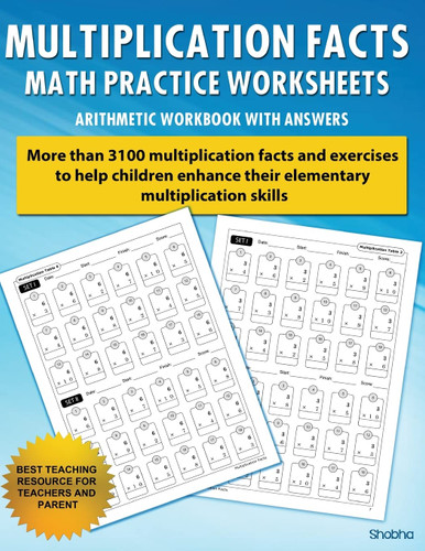 Multiplication Facts Math Worksheet Practice Arithmetic Workbook With