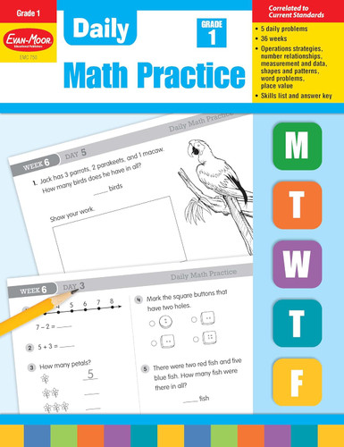 Evan-Moor Daily Math Practice Grade 1 Homeschool & Classroom Workbook