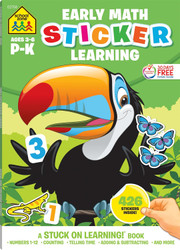 School Zone - Math Stickers Workbook - 64 Pages Ages 3 to 6 Preschool
