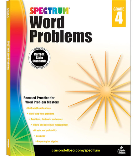 Spectrum Math Word Problems Grade 4 Workbook Ages 10 to 11 4th Grade