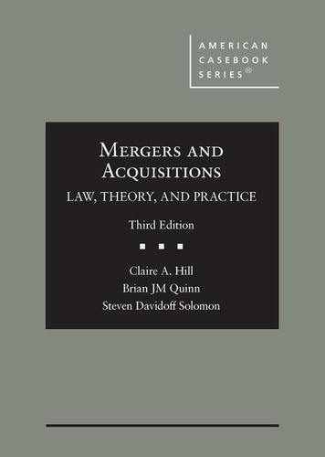 Mergers and Acquisitions: Law Theory and Practice