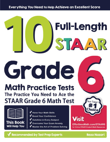 10 Full-Length STAAR Grade 6 Math Practice Tests