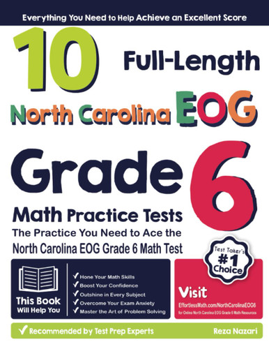 10 Full-Length North Carolina EOG Grade 6 Math Practice Tests