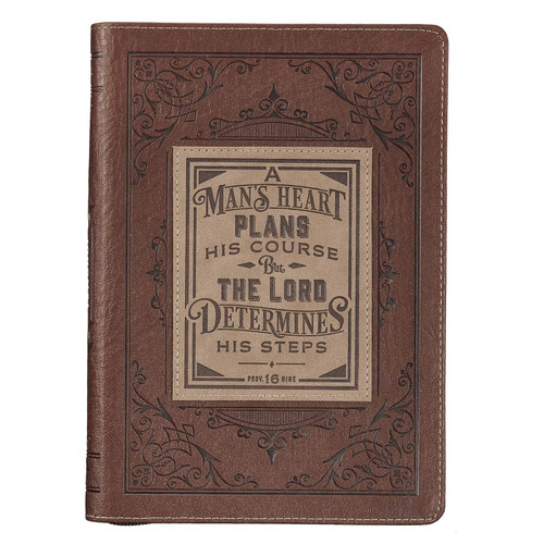 Classic Faux Leather Journal A Man's Heart Proverbs 16