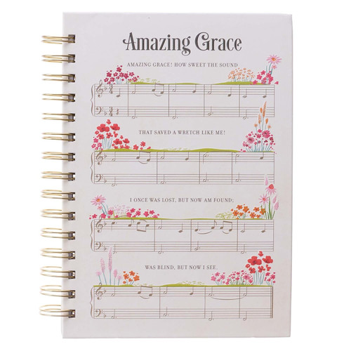 Christian Art Gifts Journal w/Scripture Amazing Grace Pink Red Floral