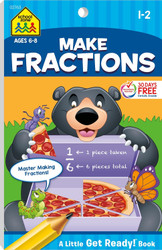 School Zone - Make Fractions Workbook - Ages 6 to 8 1st Grade 2nd