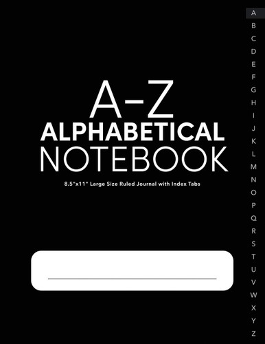 A-Z Alphabetical Notebook 8.5"x11" Large Size Ruled Journal with