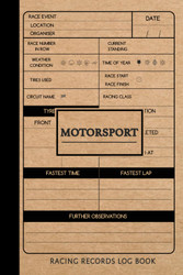 Motorsport Racing Records Log Book