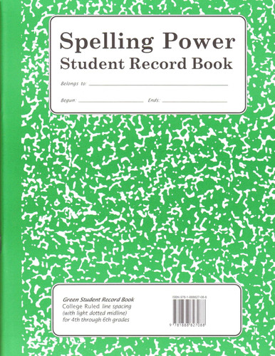 Spelling Power Student Record Book Green Grades 4-6