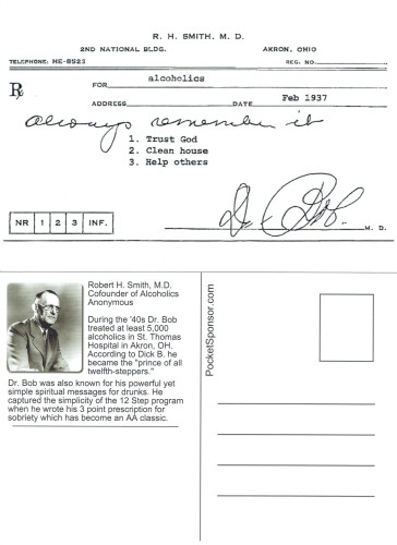 Dr. Bob's Prescription for Recovery Reproduction Postcard
