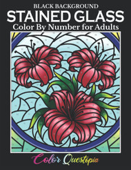 Stained Glass Color by Number For Adults BLACK BACKGROUND